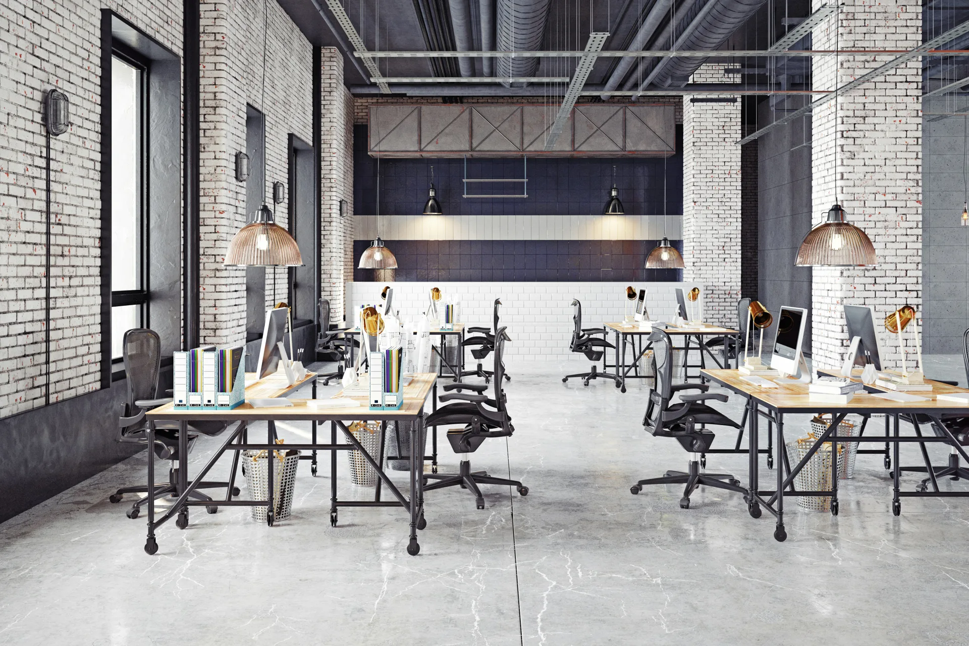polished concrete floor in a bright Abbotsford office