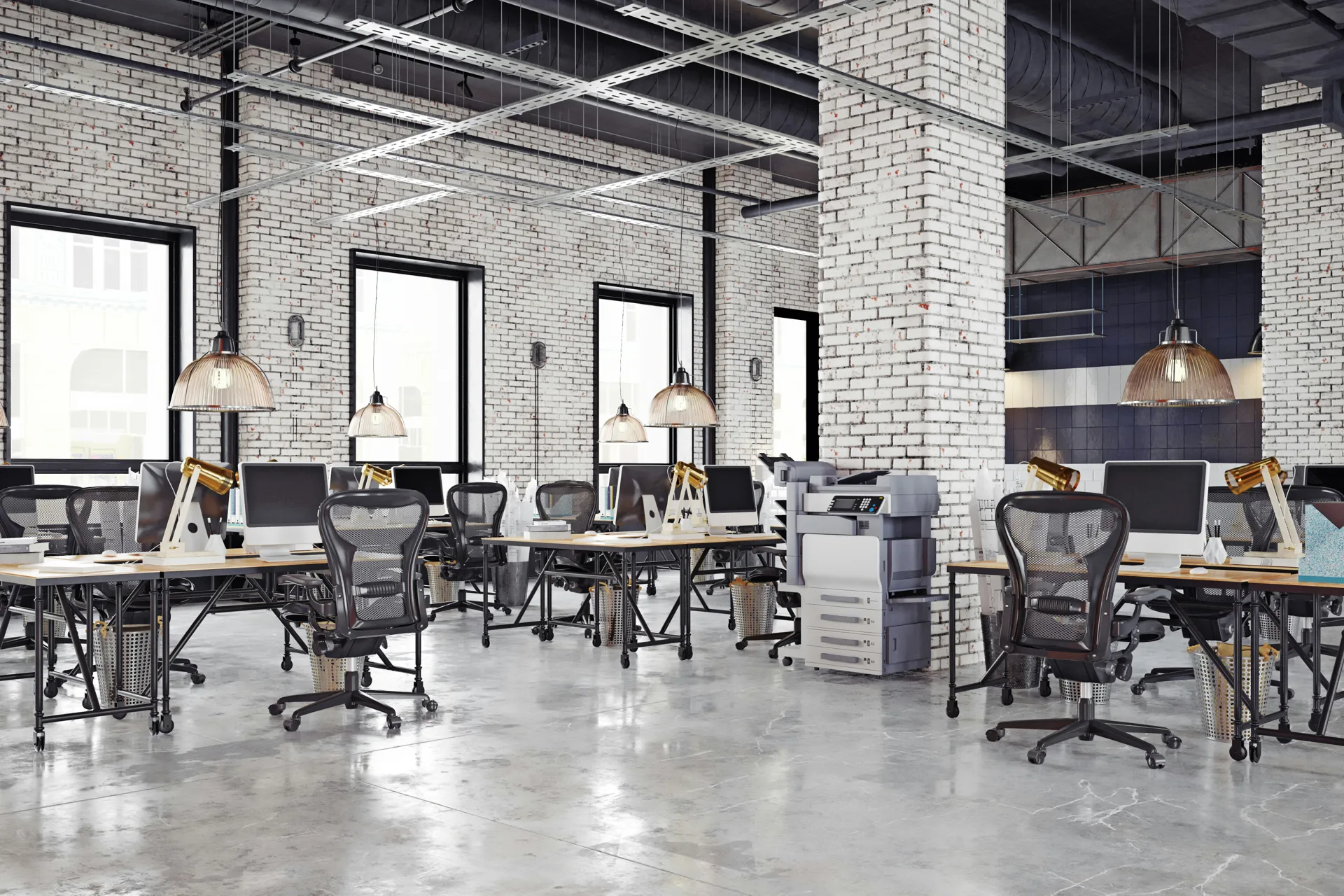 polished concrete floor in a Abbotsford loft office space