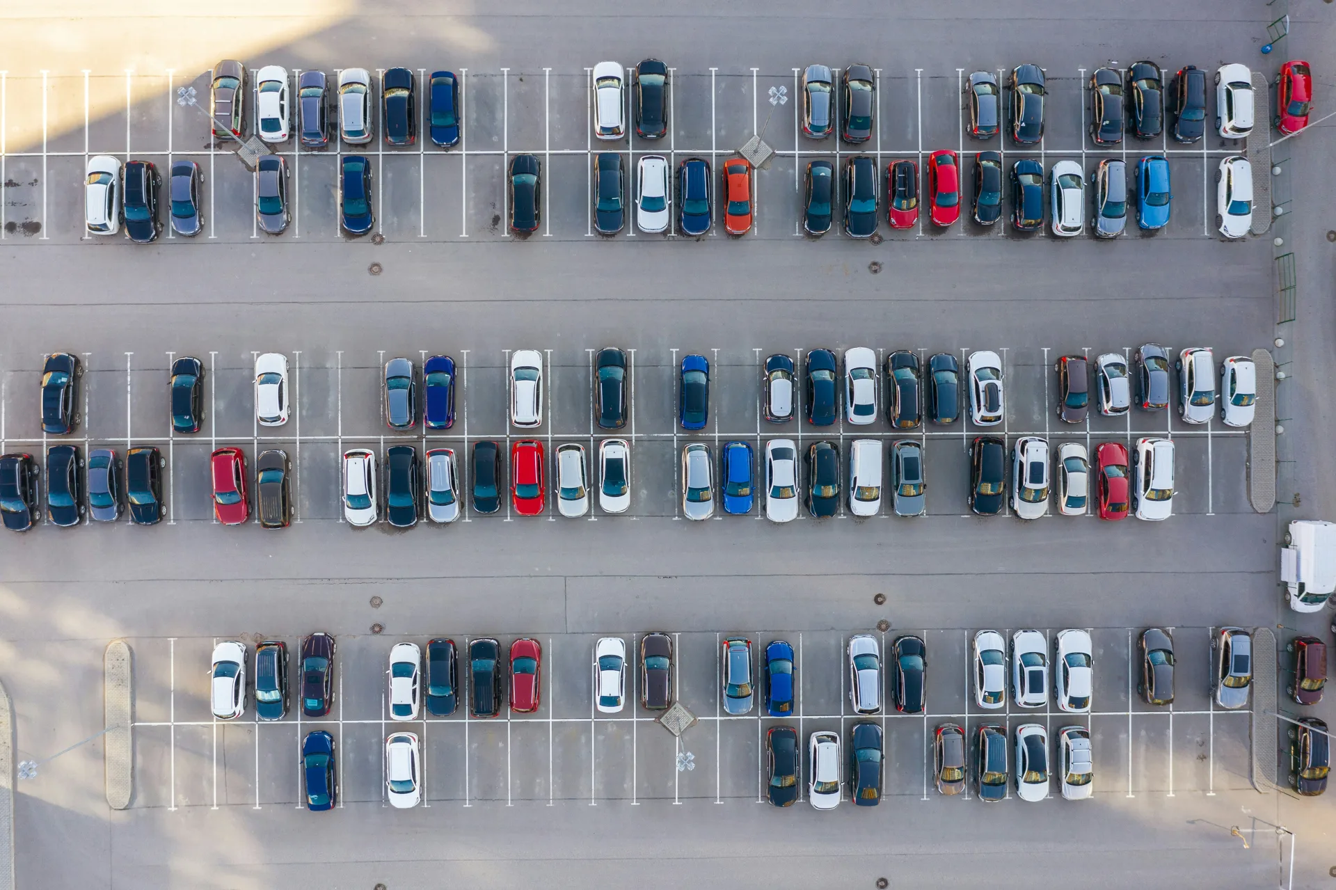 aerial view of a finished concrete parking lot in Abbotsford