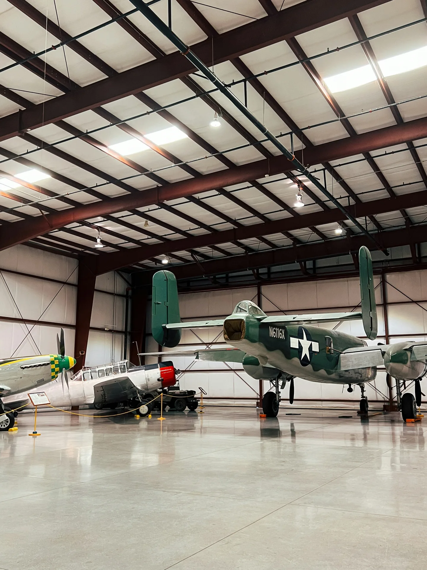high-gloss concrete hangar floor with a vintage aircraft in Abbotsford