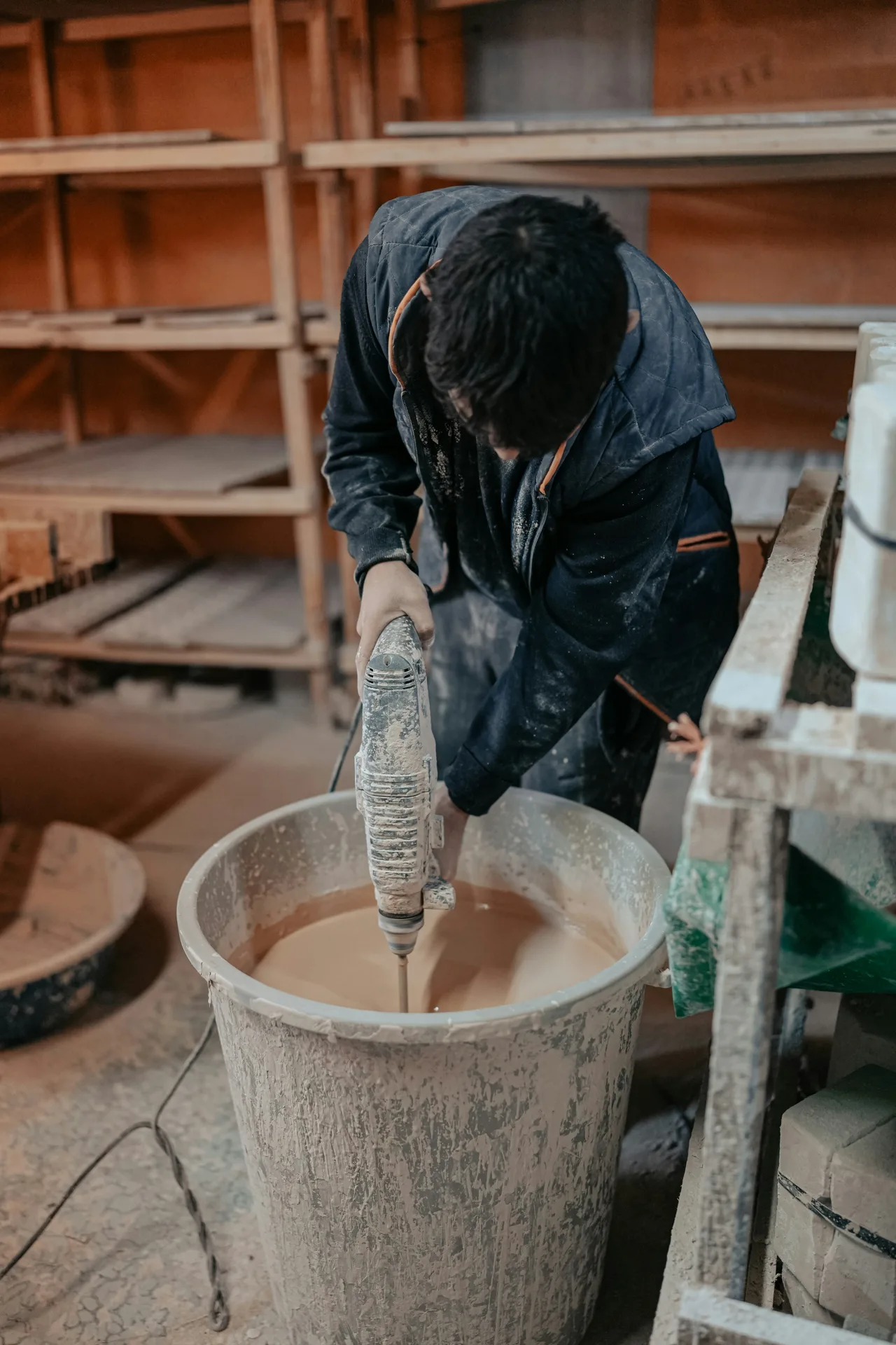 Sakrete mixed in a paddle mixer on a Abbotsford site