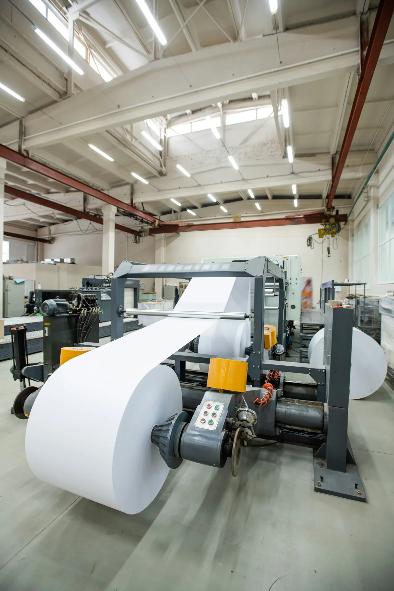 industrial concrete floor under a Abbotsford printing press