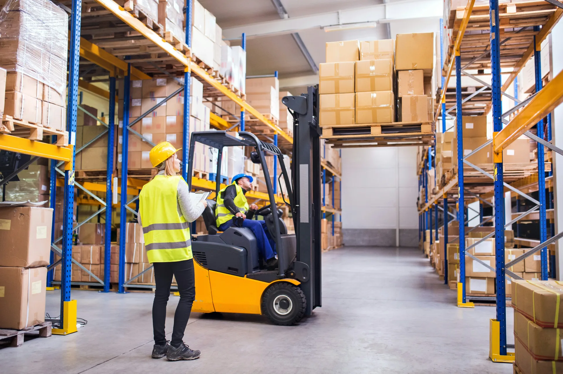 forklift on a finished warehouse concrete floor in Abbotsford