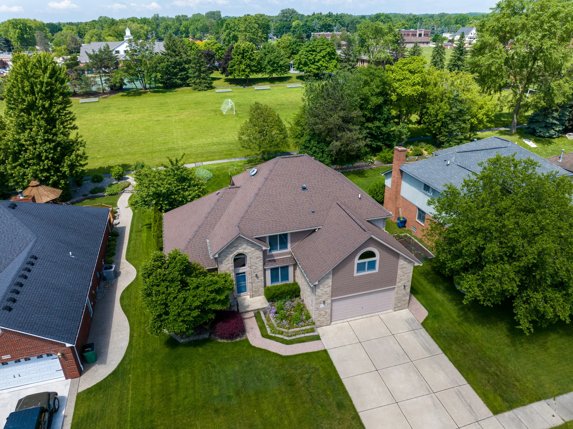 aerial view of a finished concrete driveway in Mission